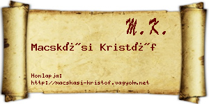 Macskási Kristóf névjegykártya