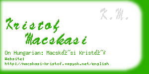 kristof macskasi business card